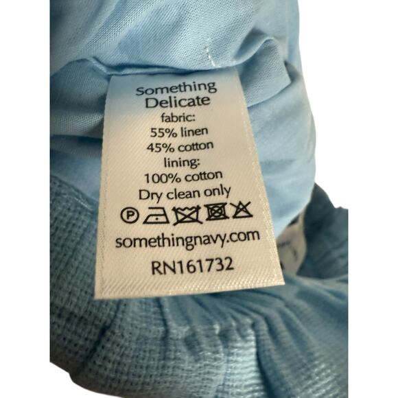Something Navy Ryan Blue Linen Button Paperbag Raw Hem High Rise Shorts XL - Picture 9 of 10
